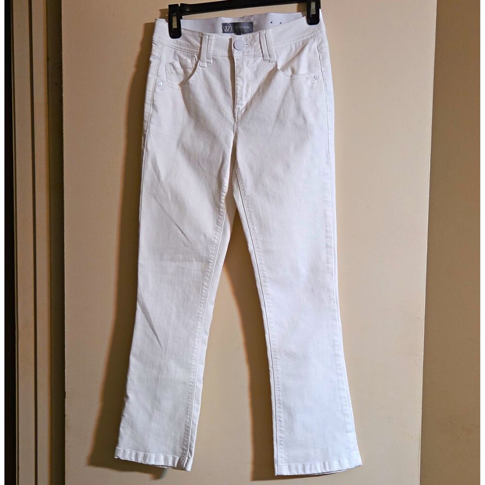 Wit & Wisdom Ab-solution Women's White Slim Straight Mid Rise Stretch Jeans 0